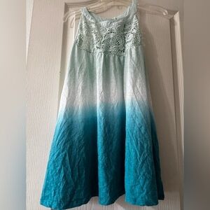 NWT LANE BRYANT Ombre Crochet Bodice sleeveless Tunic top in Aqua and Teal